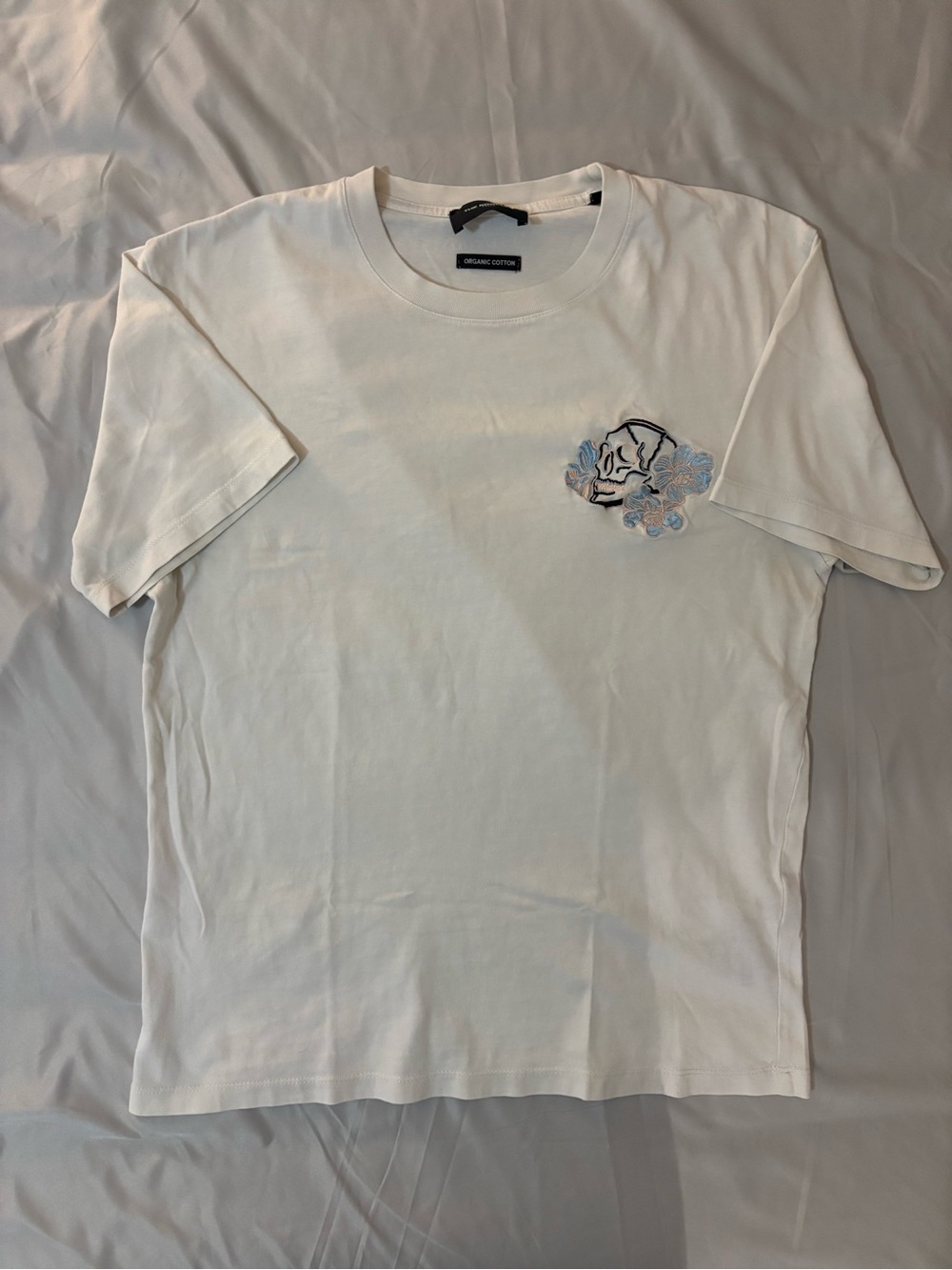 The Kooples White Short Sleeve Tee with Embroidered Chest Motif